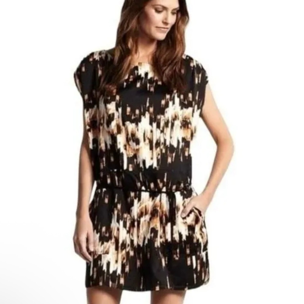 Derek Lam x Design Nation‎ Women's Cinched Waist Tunic Dress Brown Black XS
